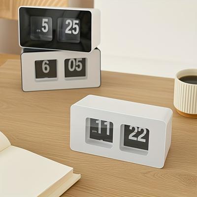 Automatisk Flipklocka Alarm Tyst Icke-Tickande Mekanism, Retro Vintage Sängklocka med Digital Display, AA Batteridriven Ingår Ej