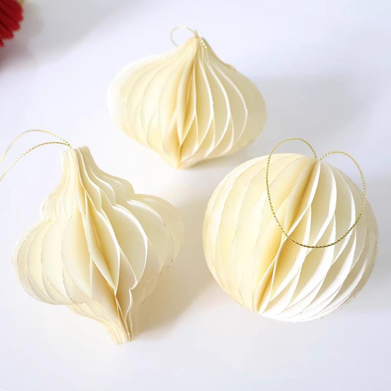 Christmas Honeycomb Ball & Bell Ornaments for Tree and Wall Decoration