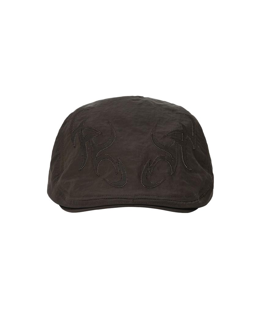 AJOBYAJO Tribal Logo Nylon Flat Cap [Dark Brown]