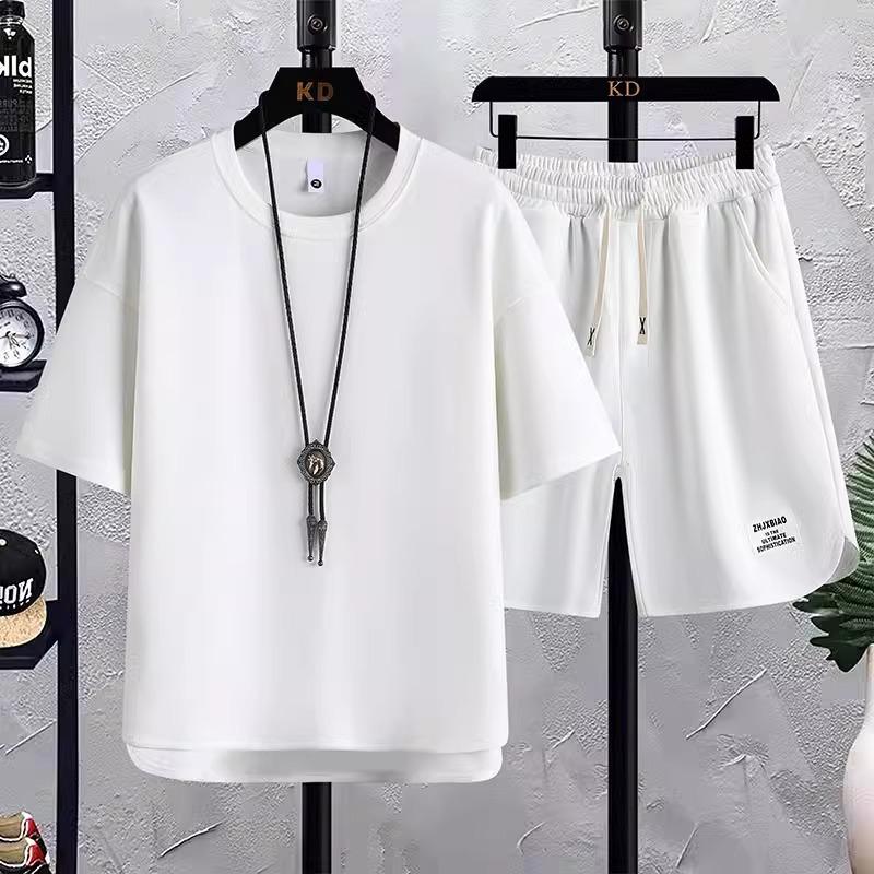Men's Summer Ice Silk T-Shirt & Shorts Sports Casual Two-Piece Set