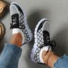 Fashion Fashion Mix Color Plaid Knitting Sneakers Women Plus Size 36-43 Breathable Mesh Flats Woman Comfy Soft Sole Running Shoes Female