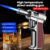 Windproof Butane Turbo Lighter High Temp Welding Torch Inflatable Metal Spray Gun for BBQ Kitchen Outdoor Smoking (no Fuel)