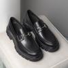 Men's Cowhide Leather Business Shoes with Thick Sole