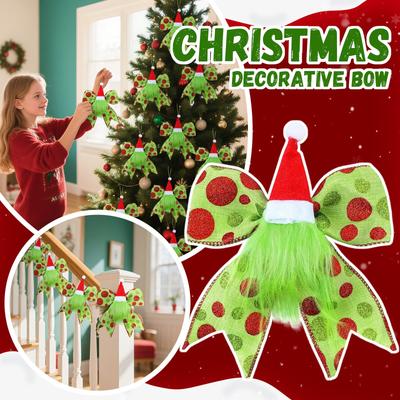 Ozdoba mašle, Zelenovlasá mašle, Vánoční doplňky, Ozdoba dárkové krabičky, Ozdoba věnce na stromek.