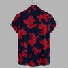Men Spring Shirt Colorblock Printed Single-breasted Loose Short Sleeve Turn-down Collar Buttons Streetwear Casual Beach Cardigan Shirt Coat