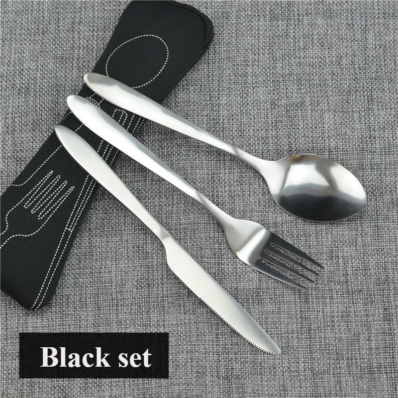 

Stainless Steel Travel Cutlery Set with Zipper Case Portable Dishwasher-Safe Utensils for Picnic Camping Travel Household Kitche