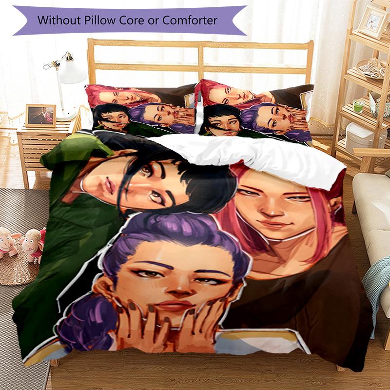 KPOP Hunter Juego de Cama de 3 Piezas Funda Nórdica Cierre Incluye 1 Funda Nórdica y 2 Fundas de Almohada para Todas las Estaciones Dormitorio Hogar Decoración de Dormitorio Universitario