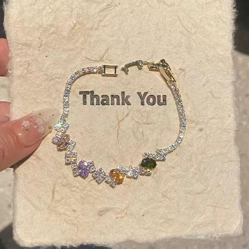 Exquisite Irregular Diamond Candy Bracelet – Spring/Summer High-Grade Women's Colorful Sparkle