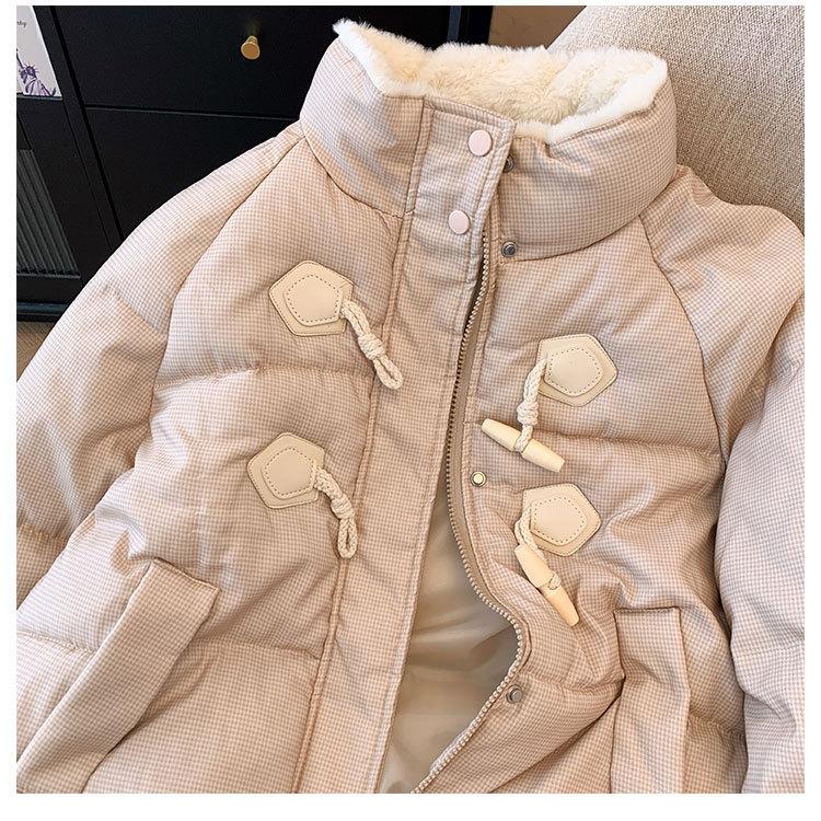 Women Jacket Cow Horn Buckle Bread Clothing Winter Thickened Warm Cotton Women Short Loose Cotton Comfortable and Youthful Women Outerwears Coats