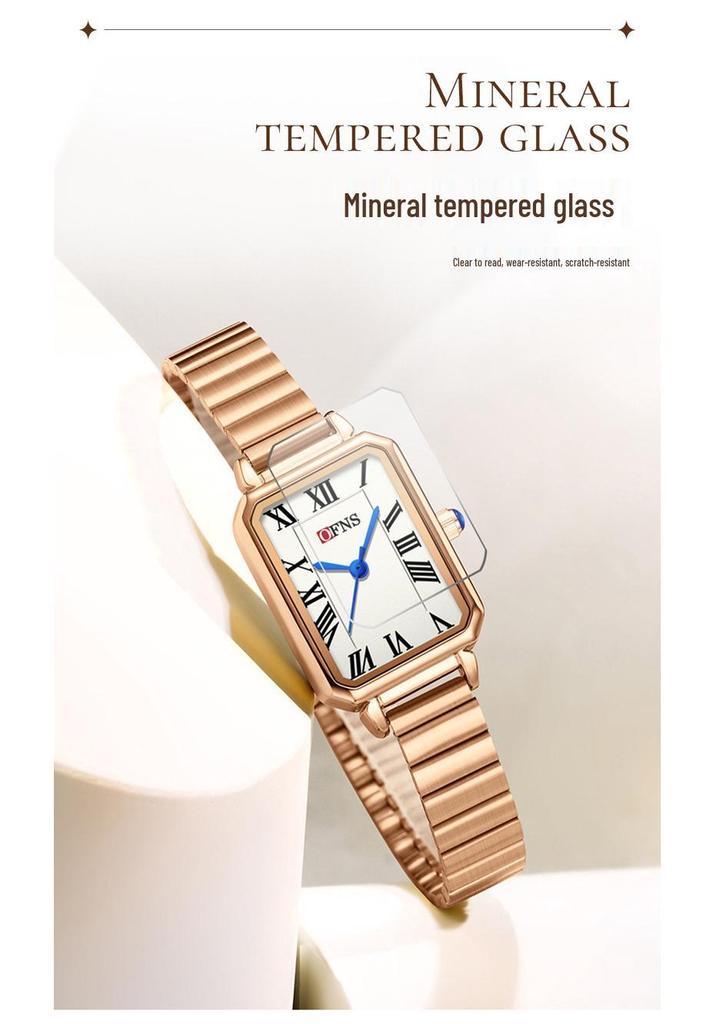 Oufanny Women's Simple Square Dial Quartz Wristwatch – Korean Style, Light Luxury for Ladies & Students