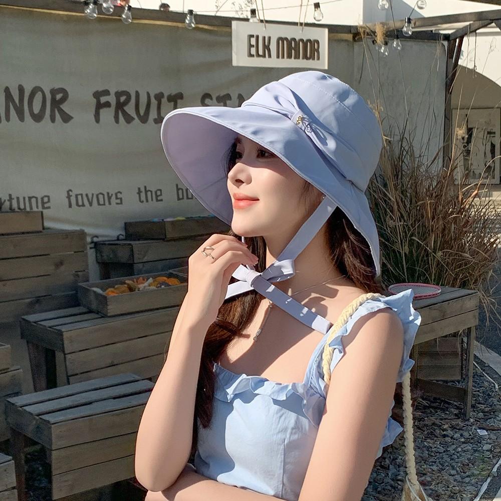 2025 new hat bow solid color basin hat versatile fashion casual bucket hat spring and summer sunshade sun protection