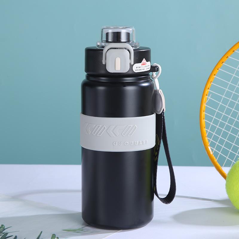 

Новый термос из нержавеющей стали с двумя чашками для питья, большой емкости, холодная кружка для отдыха на открытом воздухе, портативный спортивный чайник для студентов 600ml