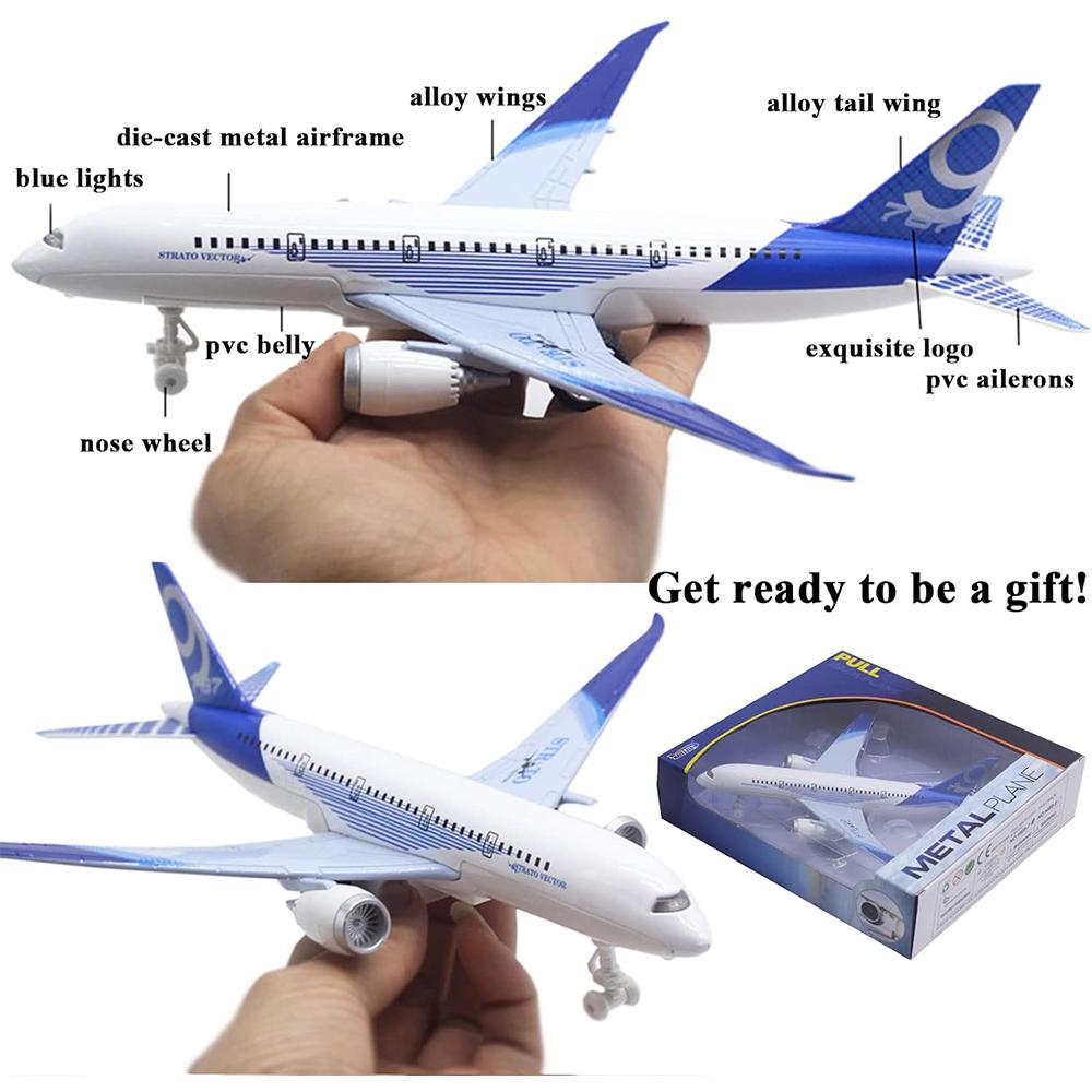 Boeing 787 Airplane Toys Bump and Go Airlines Die Cast Metal Model Plane Toy with Lights and Sounds for Kids