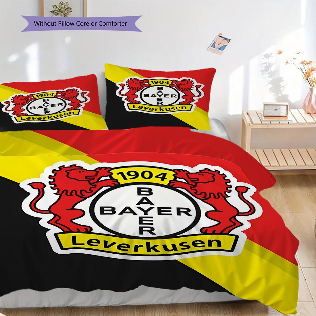 Bayer 04 Leverkusen Pattern Bedding Quilt Set Quilt Cover Pillowcase Home Decoration Birthday Gift (1 * Duvet Cover + 2 * Pillowcase, Without Core)