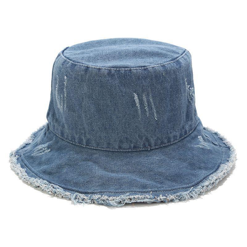 Vintage Denim Fisherman Hat With Wide Brim Sun Protection For Summer Outdoor Wear
