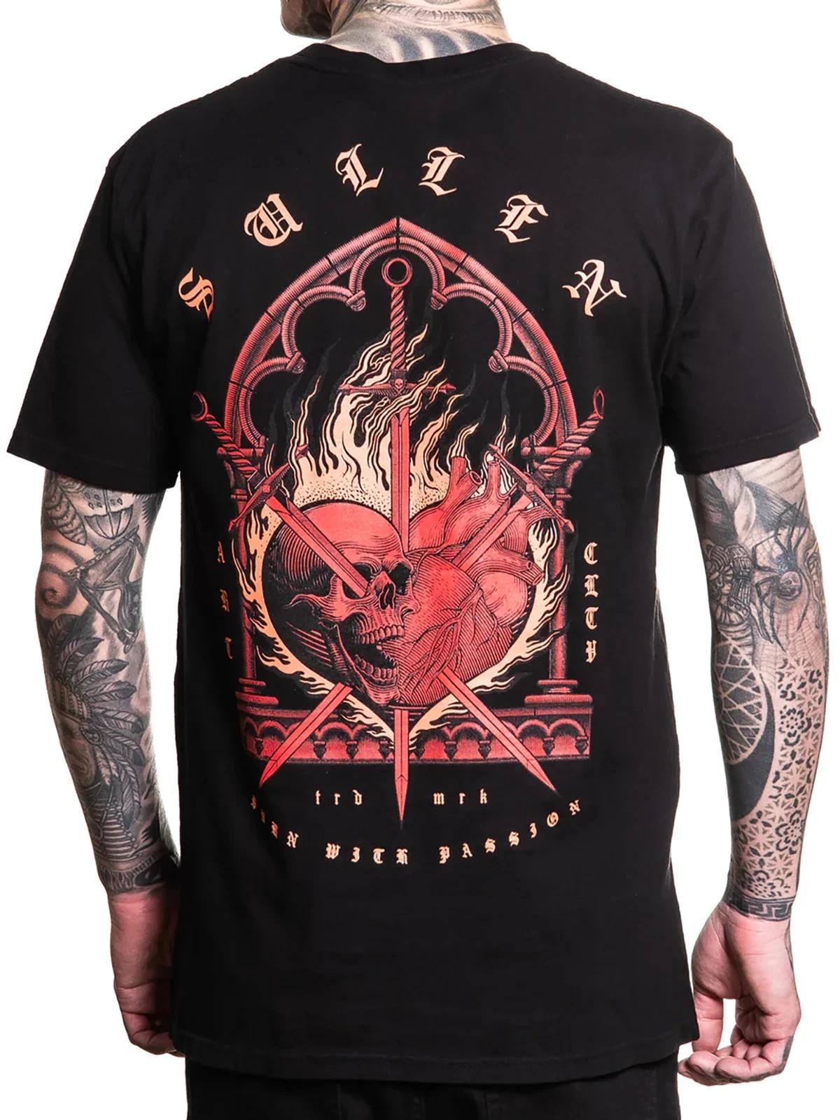 

Sullen Men s Full Heart Short Sleeve Premium T-shirt Tattoo Skull Art Logo Tee 4XL