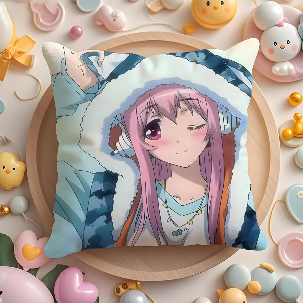 S-SUPER Anime S-SONICO Poszewka na poduszkę do domu i samochodu, wielofunkcyjna - Dwustronna, Miękka i Trwała do codziennego użytku