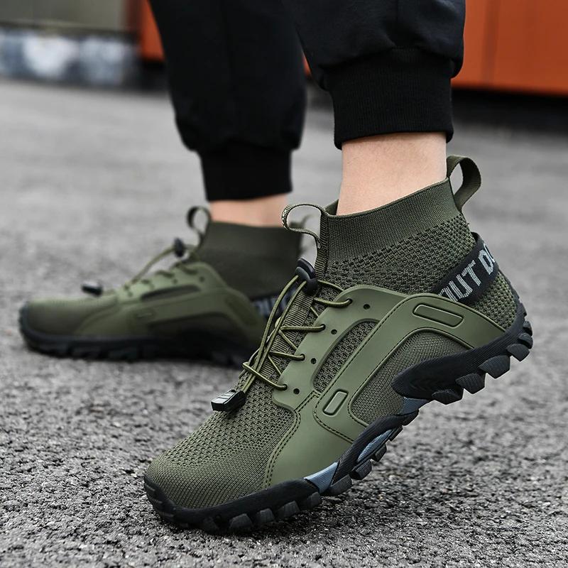 Mountaineering Boots Outdoor Casual Shoes Men's Camouflage Rubber Sole Anti Slip Hiking Shoes, Breathable Outdoor Training Boots