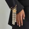 KunJoe Trendy Imitation Pearl Tassel Beaded Brooche Women New Exquisite Gold Color Flower Geometric Suit Pin Jewelry Accessories