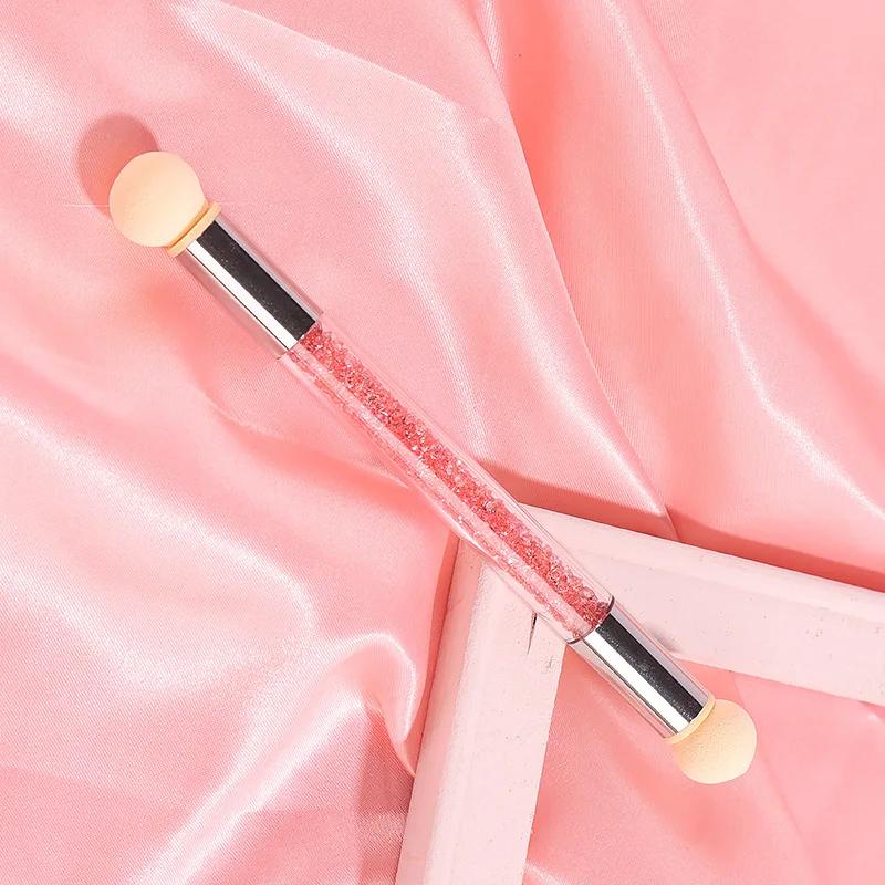 Stilo de umbrire gradient Accesorii pentru pictura pentru arta unghiilor cu două capete Perie pentru punctat unghii Cap burete Mâner cu strasuri Perie pentru arta unghiilor