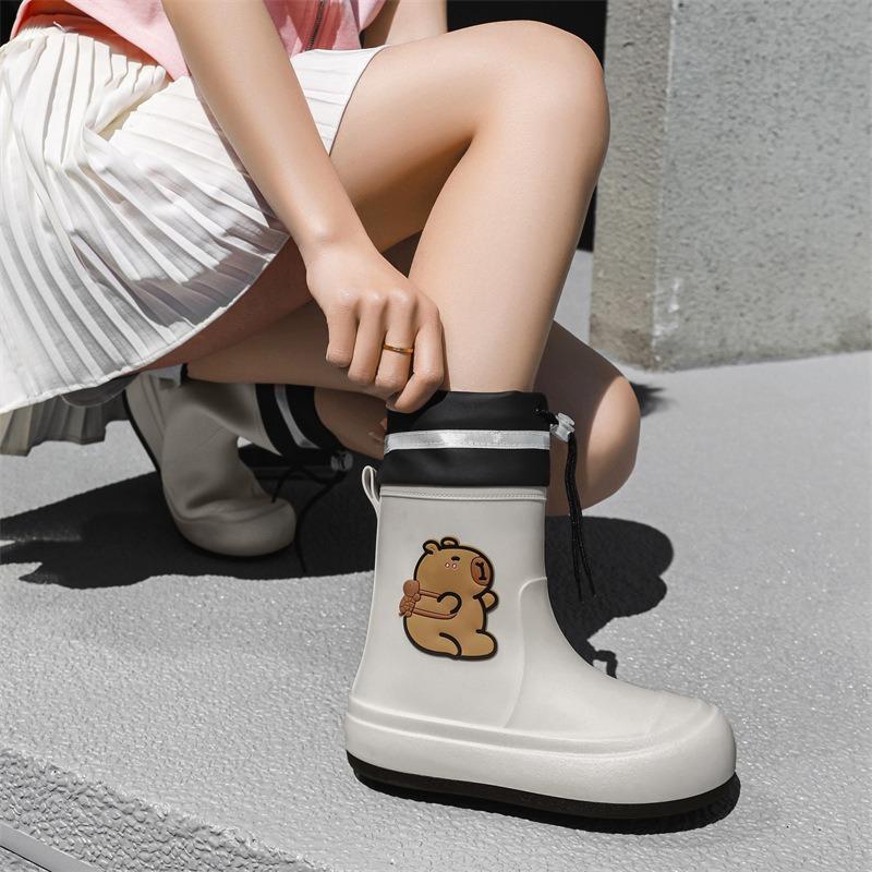 Rain shoes new water boots children's non-slip rain boots women's waterproof velvet water shoes short non-slip water boots women