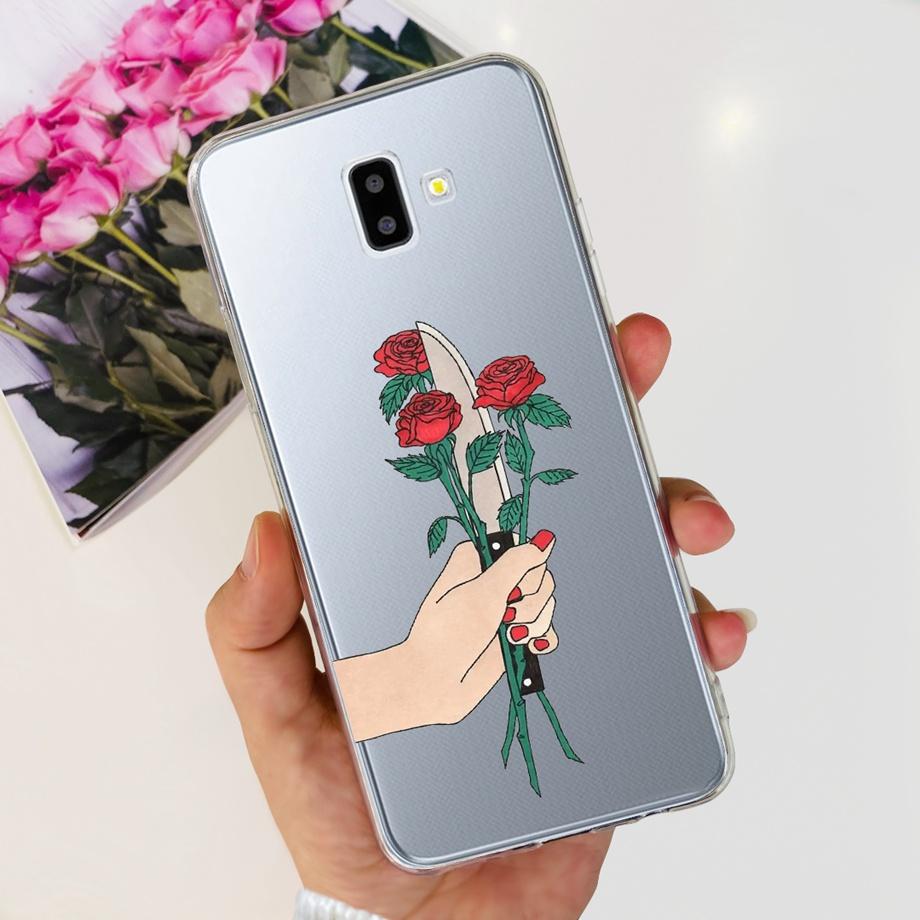 Silicone Phone Case For Samsung Galaxy J4 J6 Plus J8 2018 Oil Flower Fashion Soft Back Cover On Samsung J6 2018 J6+ J610F Case