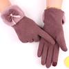 Gants chauds pour l'automne et l'hiver pour femmes avec nœuds en velours, pour la conduite, le cyclisme en extérieur, plus velours, anti-froid, hiver, gants tactiles