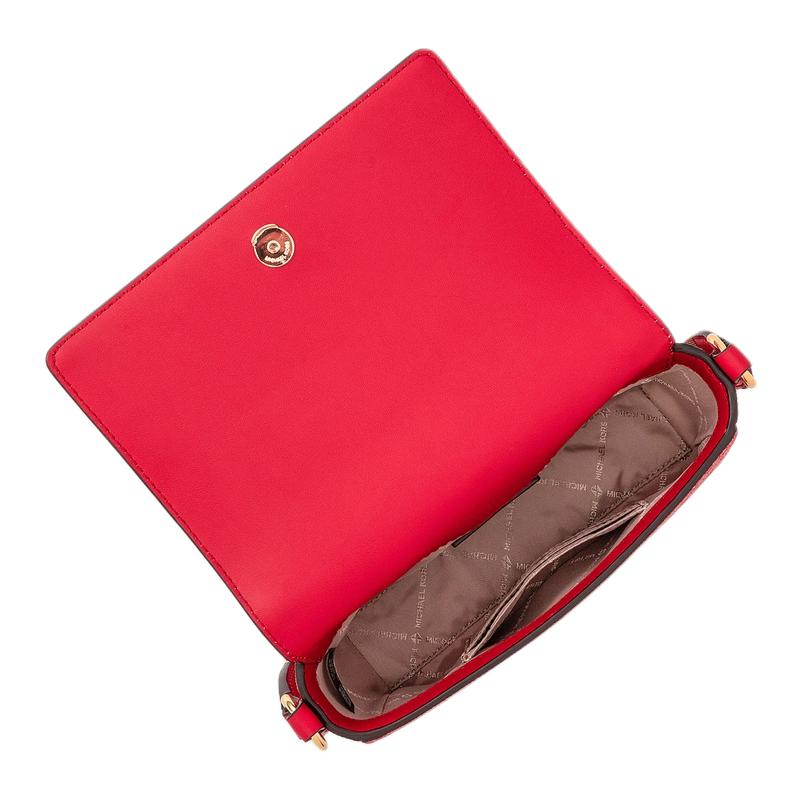 Michael Kors Vincent Logo Print Magnetic Closure Coated Canvas Crossbody Bag Women Bags Bright-Red 35F4G2VC5O-2610