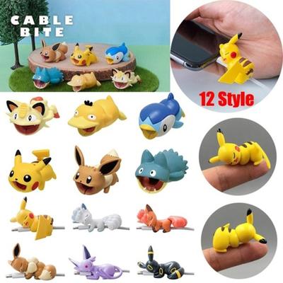Mini Cartoon Pokemon Phone Cable Charger Pikachu Bite Data Cord Protective Cover