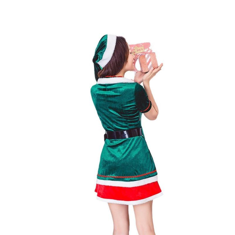 Christmas Themed Costume Green Christmas Elf Dress Adult Women's Party Performance Costume