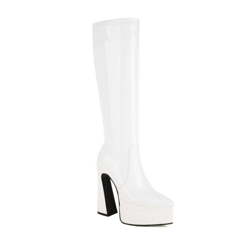 Women's high boots autumn and winter new pointed thick heel super high heel double waterproof table but knee boots side zipper women