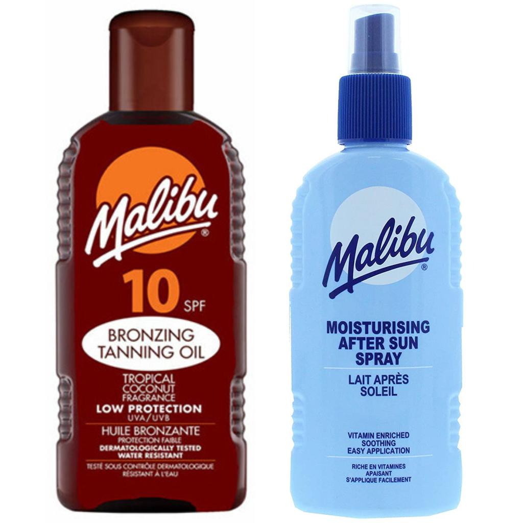 Malibu tanning oil SPF10 200ml + spray balm after tanning 200ml