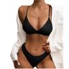 Women Two Piece Ribbed Bikini Set with Adjustable Spaghetti Straps and High Cut Waist Swimsuit for Beach Pool Vacation