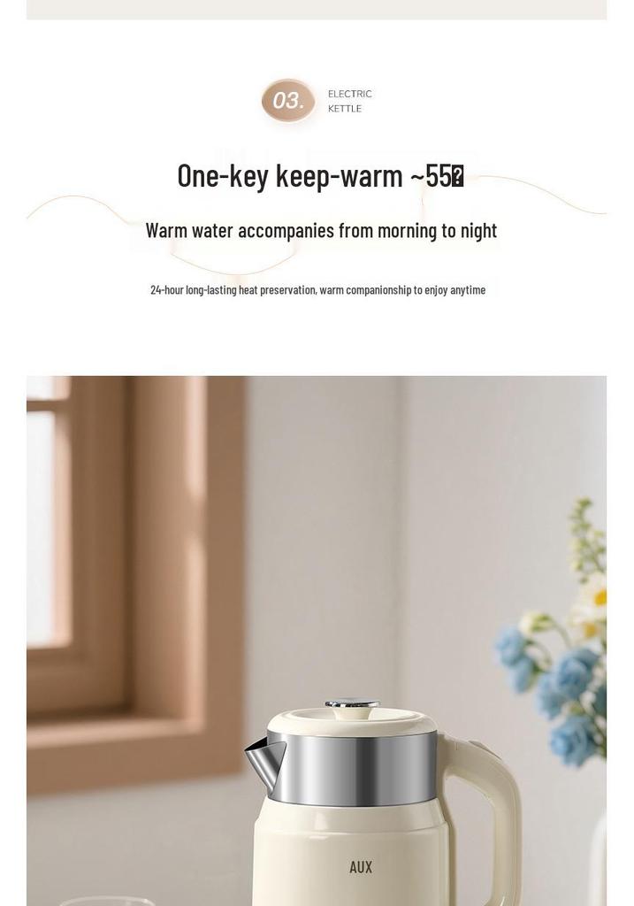 AUX Electric Kettle: Automatic, Constant Temperature, Insulated, Portable, Small for Dormitory Use.