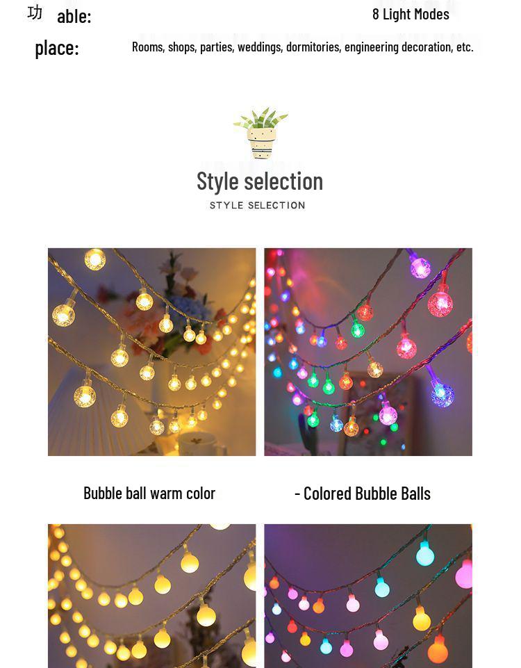 Outdoor Solar LED String Lights - Colorful, Energy-Saving, Long Battery Life