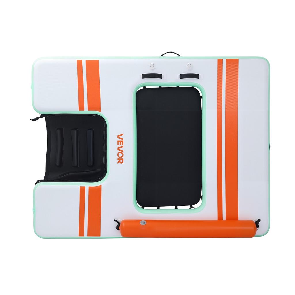Inflatable Floating Dock, 2.44 X 1.83 M Inflatable Dock Platform, Non-Slip Water Air Mat with Portable Carrying Bag & Detachable Ladder, Floating