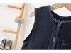 2025 Winter Korean-Style Denim Composite Velvet Overalls for Boys and Girls