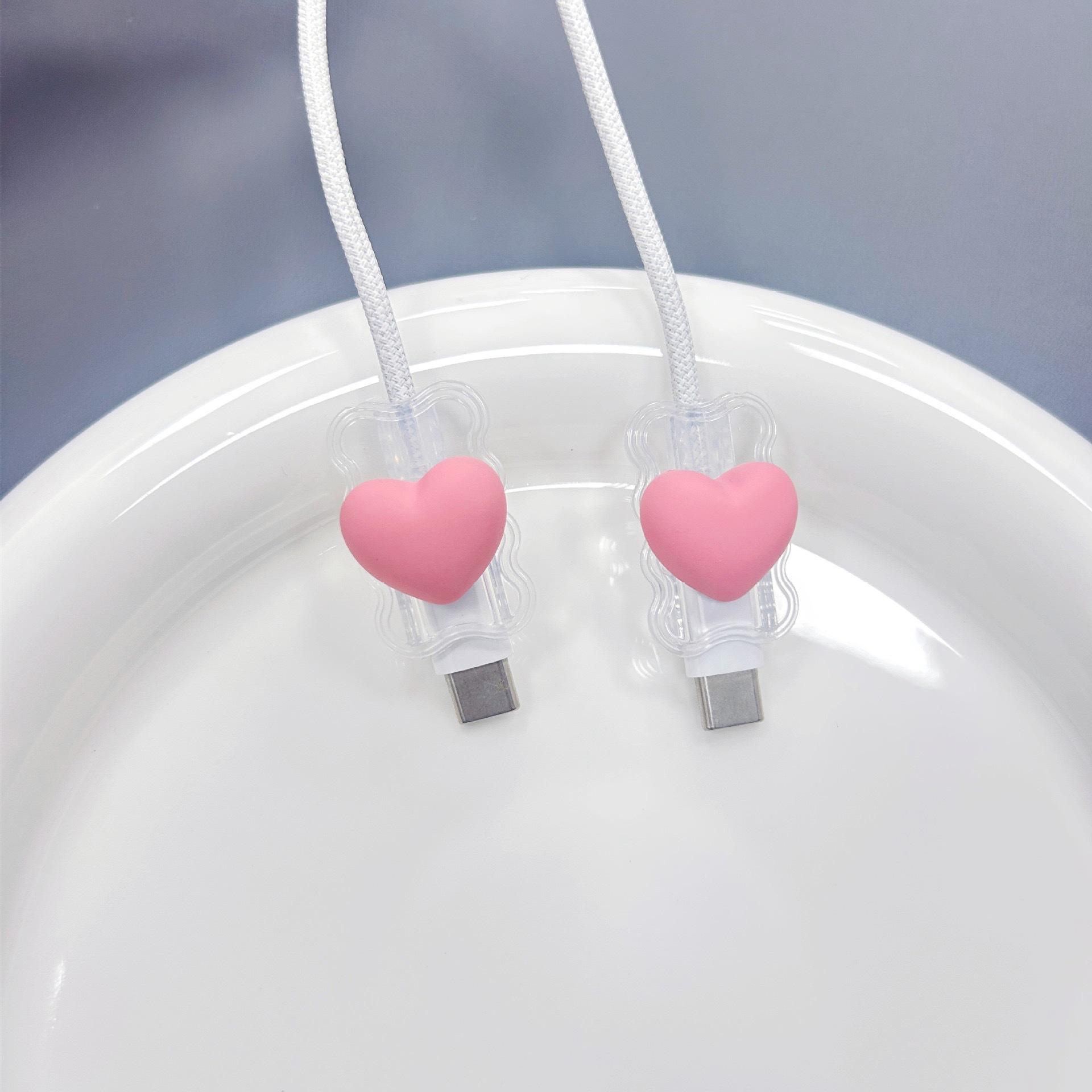 1/10 Stück Klarer TPU Ladekabel-Schutz für Apple Geräte 10pcs rosa