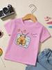 Capybara Inside Retro TV With Oranges Cartoon Print T Shirt Boys Girls Cute Short Sleeve Tee Family Matching Kids Cotton Tops