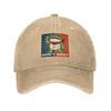 Men's Washed Cotton Baseball Cap With Printed Distressed Soft Top Denim Hat, Vintage Hat