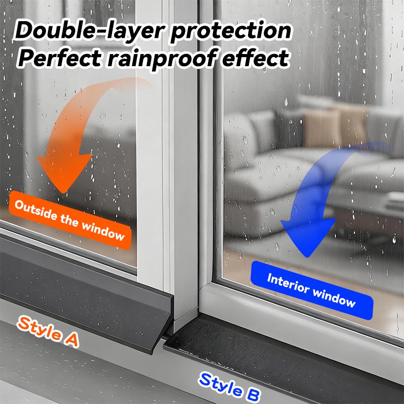 0.5/1/1.5m Window Water Blocking Bar Sliding Window Rain Flashing Board Weatherstrip Window Edge Water Deflector Sealing Strip