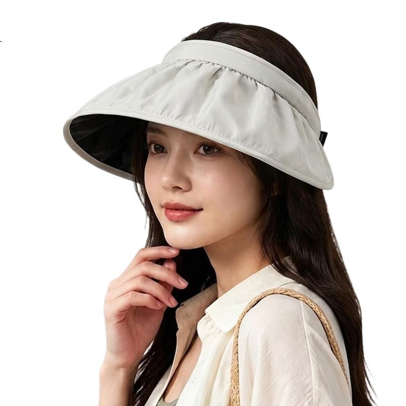 YUYULA Women's Summer Sun Protection Hat UV Black Coated Shell Hat Fashionable High-Value Sunshade Beach Sun Hat