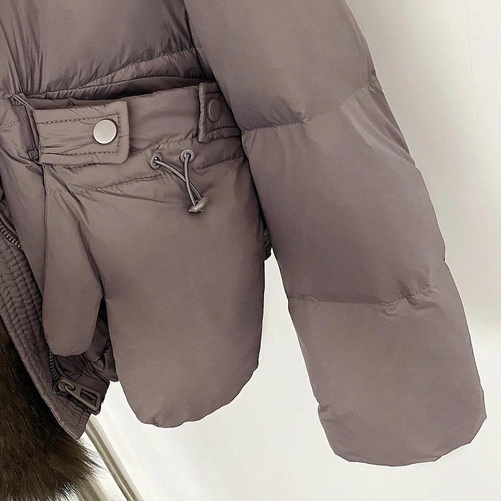 OFTBUY New Winter Top Clothes Women Short Hooded Big Real Fox Fur Down Coat Female Natural Fur Fluffy Puffer Jacket with Gloves