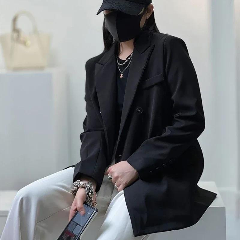 Clothes Jacket Brown Over Coats for Women Black Blazer Woman Dress Outerwears Loose Long Solid on Promotion Sale Autumn