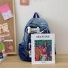 Schoolbag Hot-selling retro denim backpack, sweet and spicy rock style print niche bone pendant, double shoulder women's bag