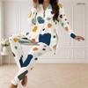 Women Plus Size Printed Front Zip Long Sleeve Longline Top Fitted Pants Two Piece Set