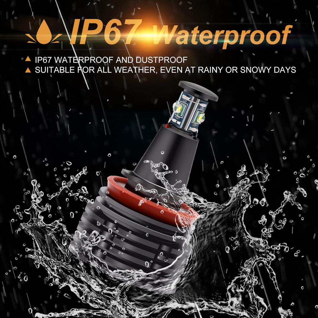 H8 LED Tintenring Kompatibel mit und E89 6500k IP67 Echter Ersatz 40W Satz mit 2 Glühbirnen, E60, E61, E90, E92, E70, E71, E82, Glühbirnen, Helligkeit,