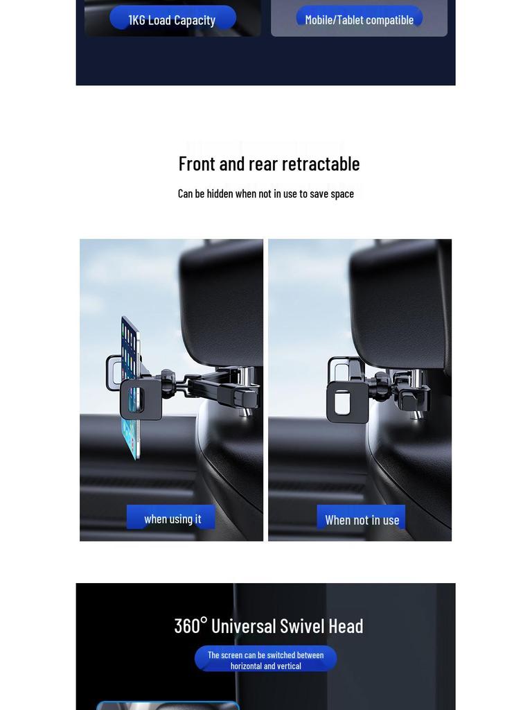 Adjustable Car Rear Seat Tablet & Phone Holder