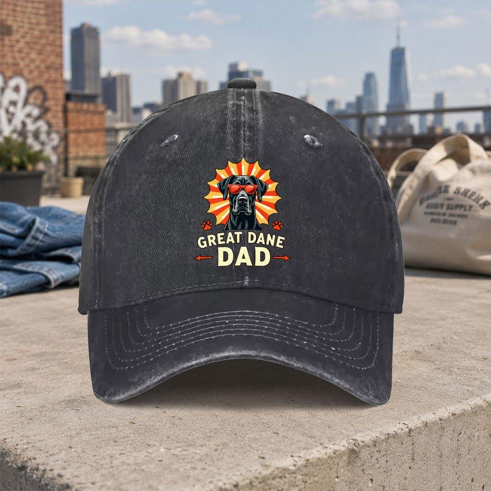 Great Dane Dad Vintage Washed Baseball Cap Unisex Duckbill Hat Casual Street Style Gift