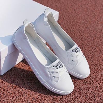 Genuine Leather, Light-mouth White Shoes, Children's Summer One-pedal Flat-soled New Thin and Versatile Single Shoes, Lazy Shoes